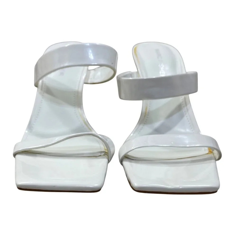 Marc Fisher Zasha Sandal Block Heel Double Strap White Size 7.5